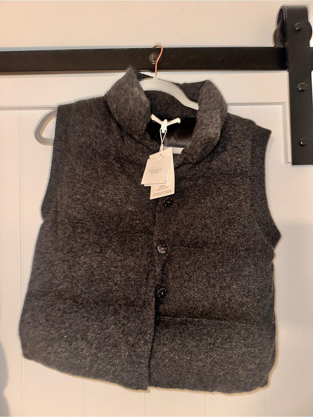 NWT NakedCashmere Charcoal Gray Quilted Sleeveless Puffer Vest XS